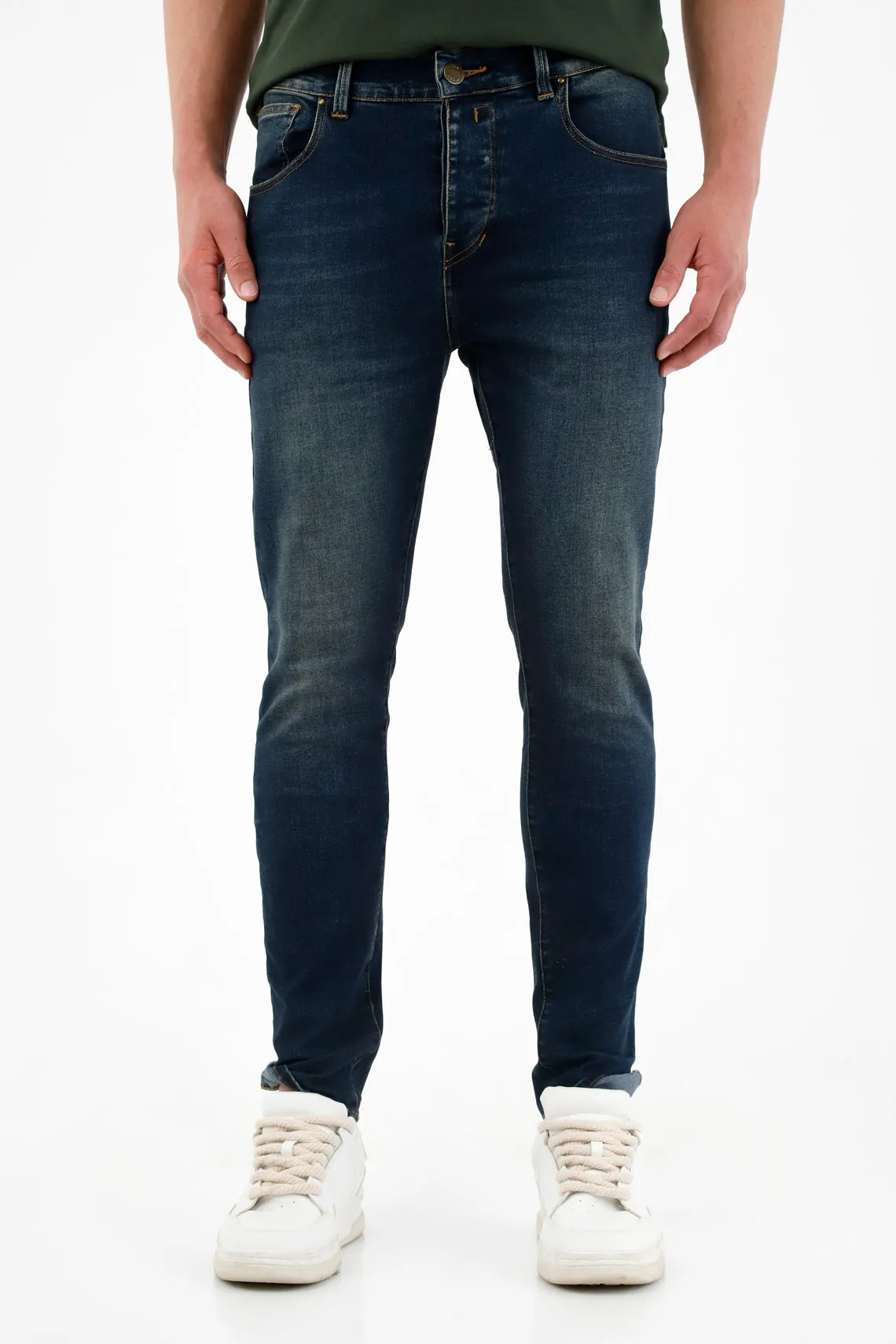 Jean super skinny azul lavado oscuro para hombre