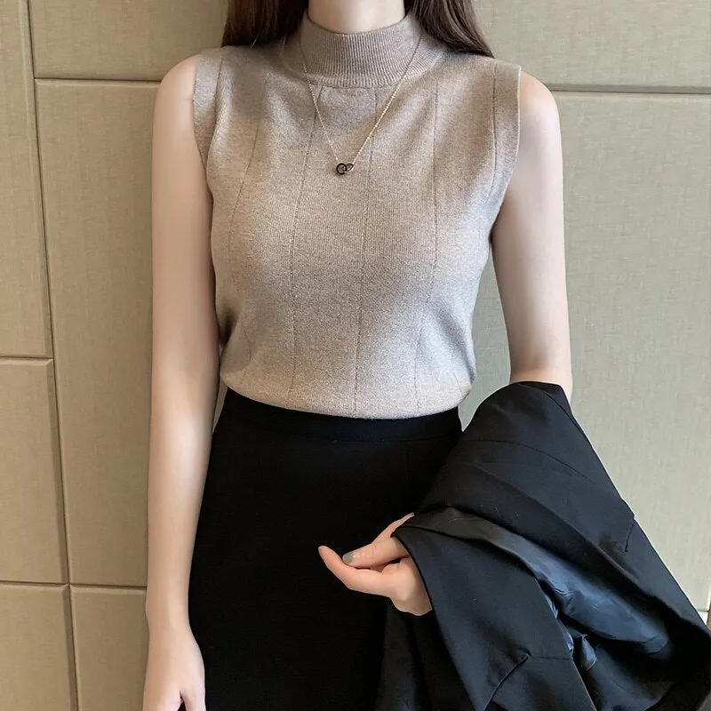 Joskaa Christmas Gift Blusas Mujer De Moda 2024 Korean Sleeveless Blouses Summer Casual Women Clothing New Women Tops Knit Ladies Clothes 8623 50