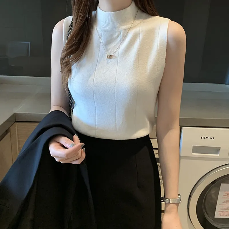 Joskaa Christmas Gift Blusas Mujer De Moda 2024 Korean Sleeveless Blouses Summer Casual Women Clothing New Women Tops Knit Ladies Clothes 8623 50