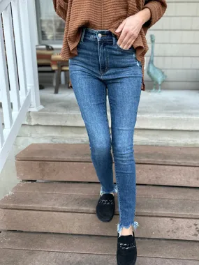 Judy Blue High Waisted Skinny Jeans with Shark Bite Hem