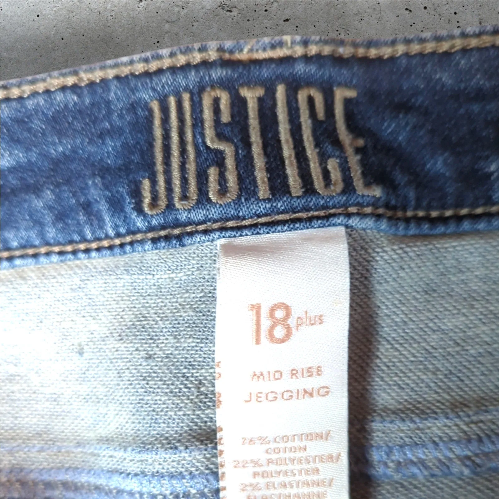 JUSTICE Girls18 Plus Blue Distressed Mid-Rise Jeggings