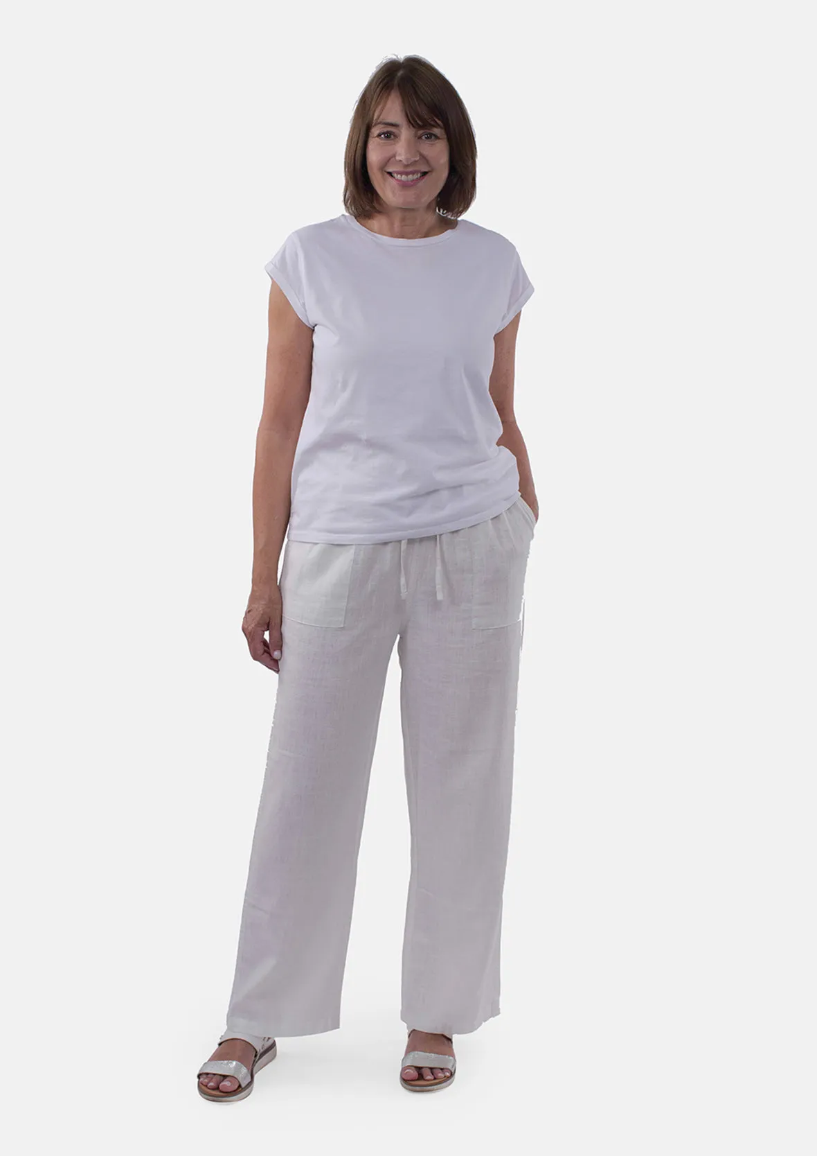 Linen Rich Wide Leg Trousers