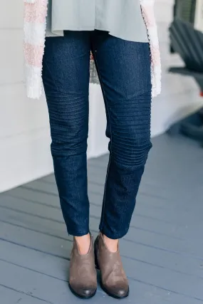 Living For The Fun Dark Denim Moto Jeggings