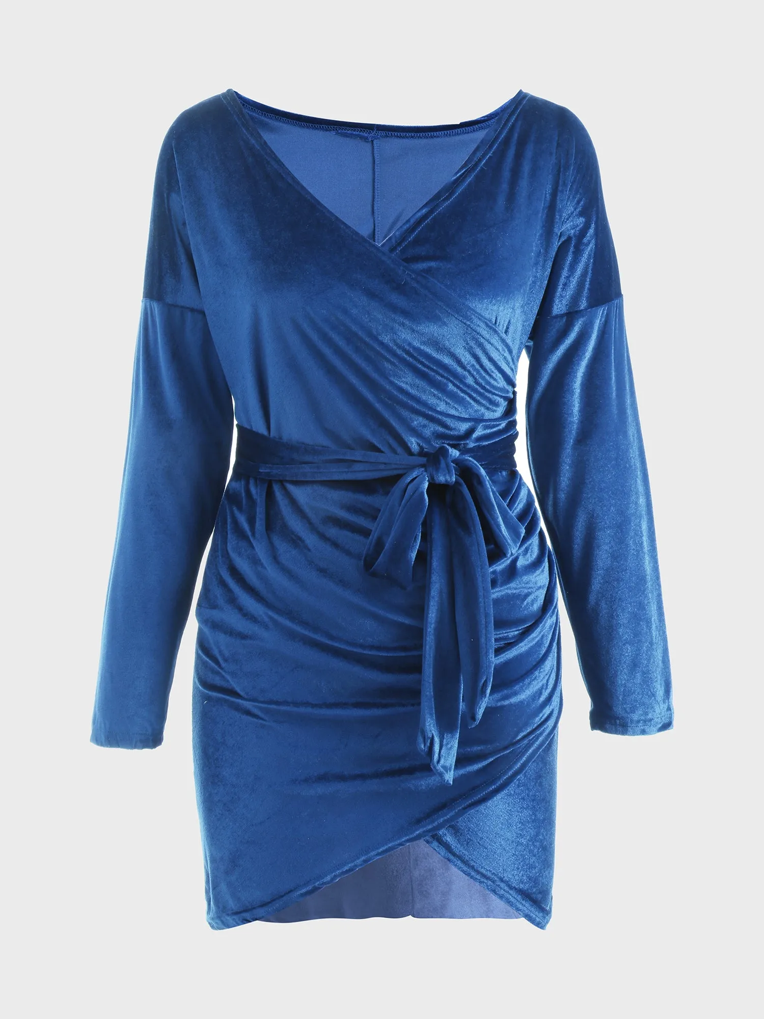 Midsize Lush Velvet Deep-V Mini Dress