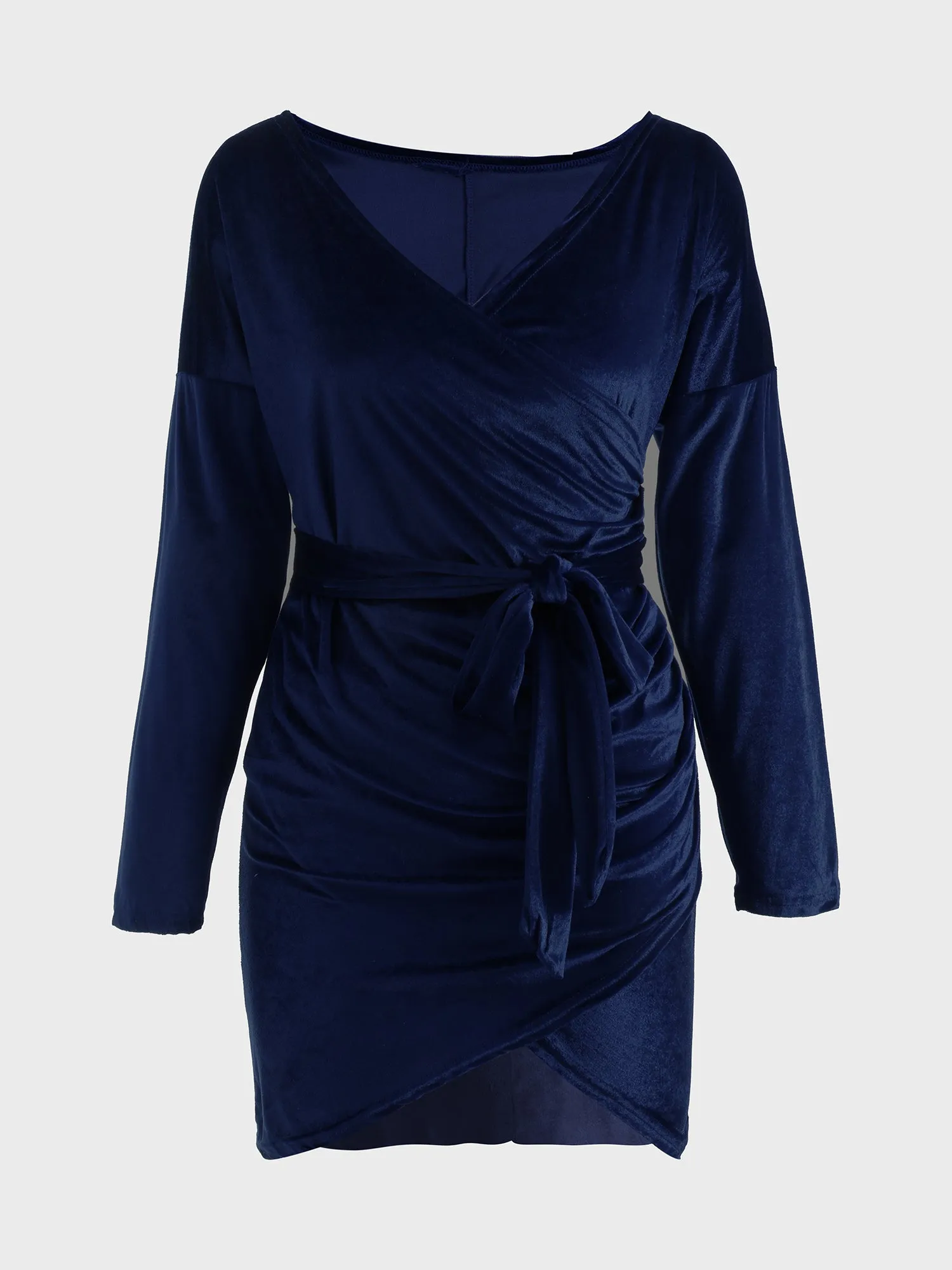 Midsize Lush Velvet Deep-V Mini Dress