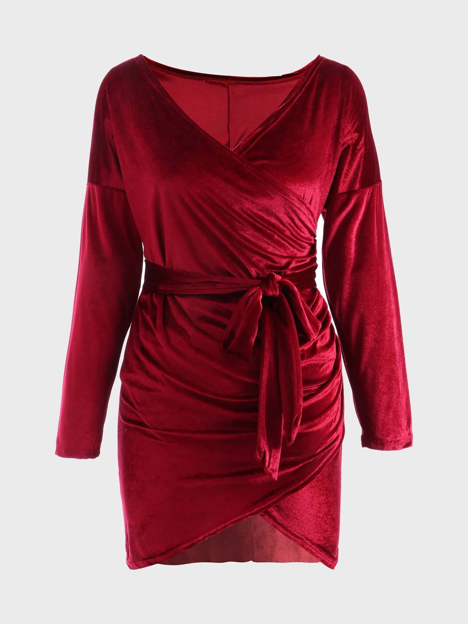 Midsize Lush Velvet Deep-V Mini Dress