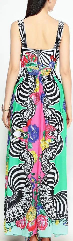 Multi Colored Print Maxi Dress