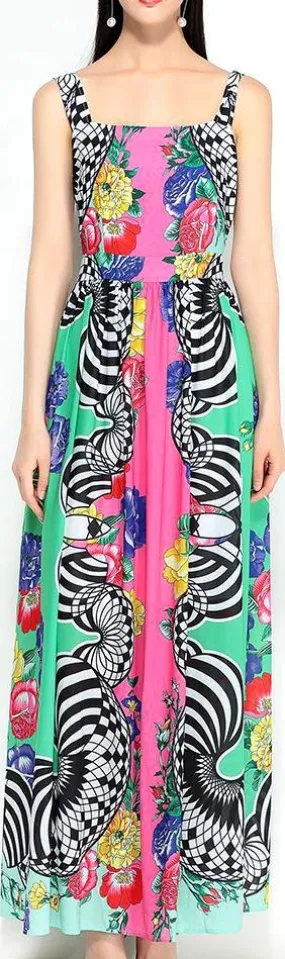 Multi Colored Print Maxi Dress