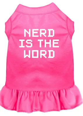 Nerd Is The Word Screen Print Dress Bright Pink Lg (14)