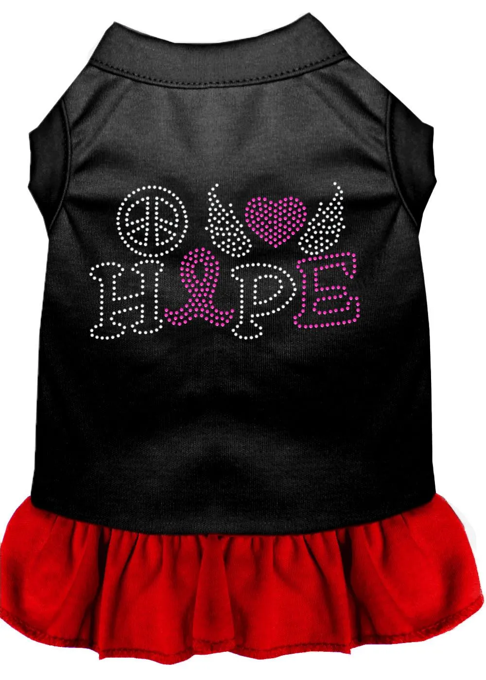 Peace Love Hope Breast Cancer Rhinestone Pet Dress Black With Red Xl (16)