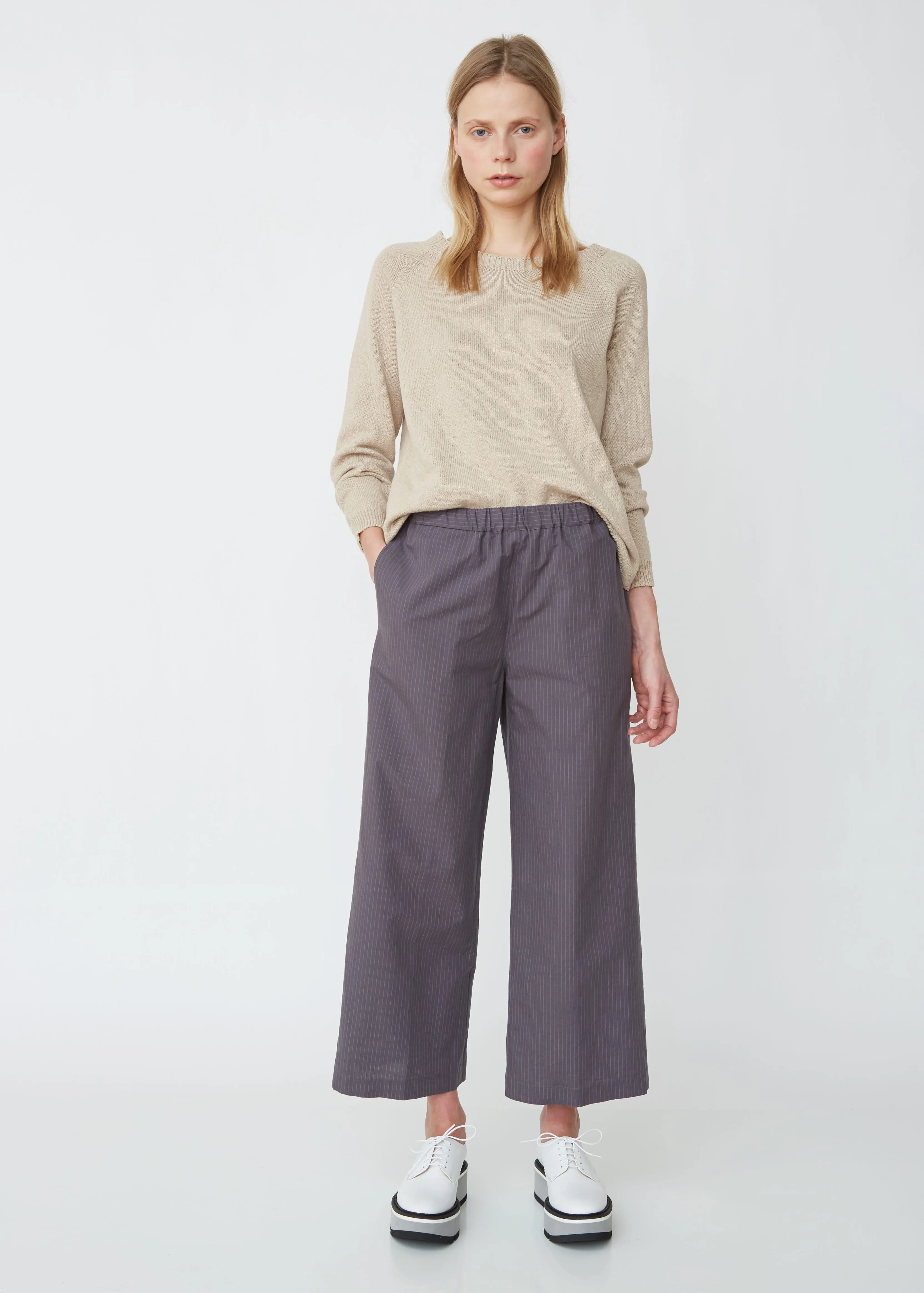 Pinstriped Wide Leg Trousers