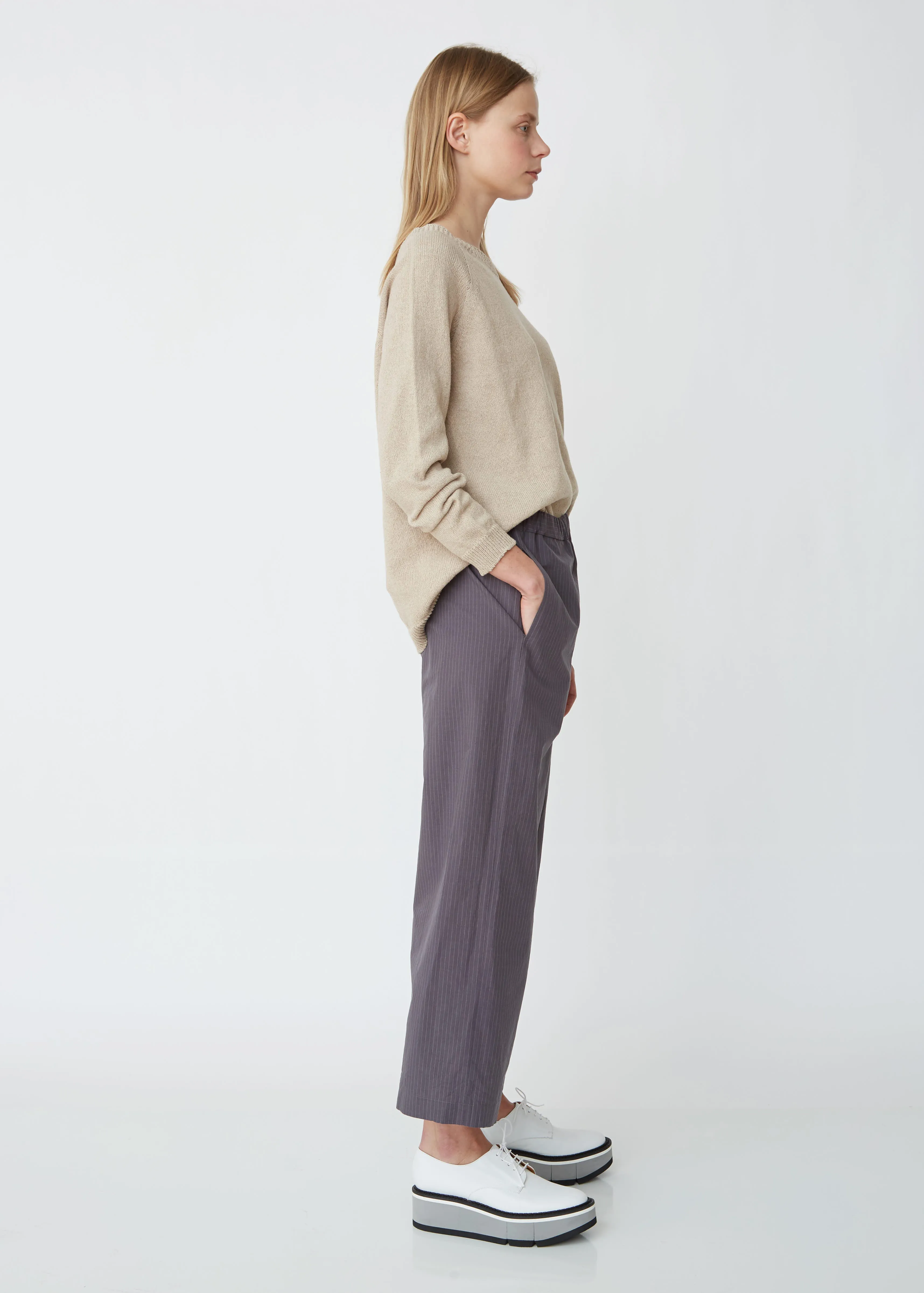 Pinstriped Wide Leg Trousers