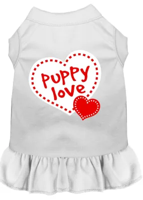 Puppy Love Screen Print Dress White Xs (8)