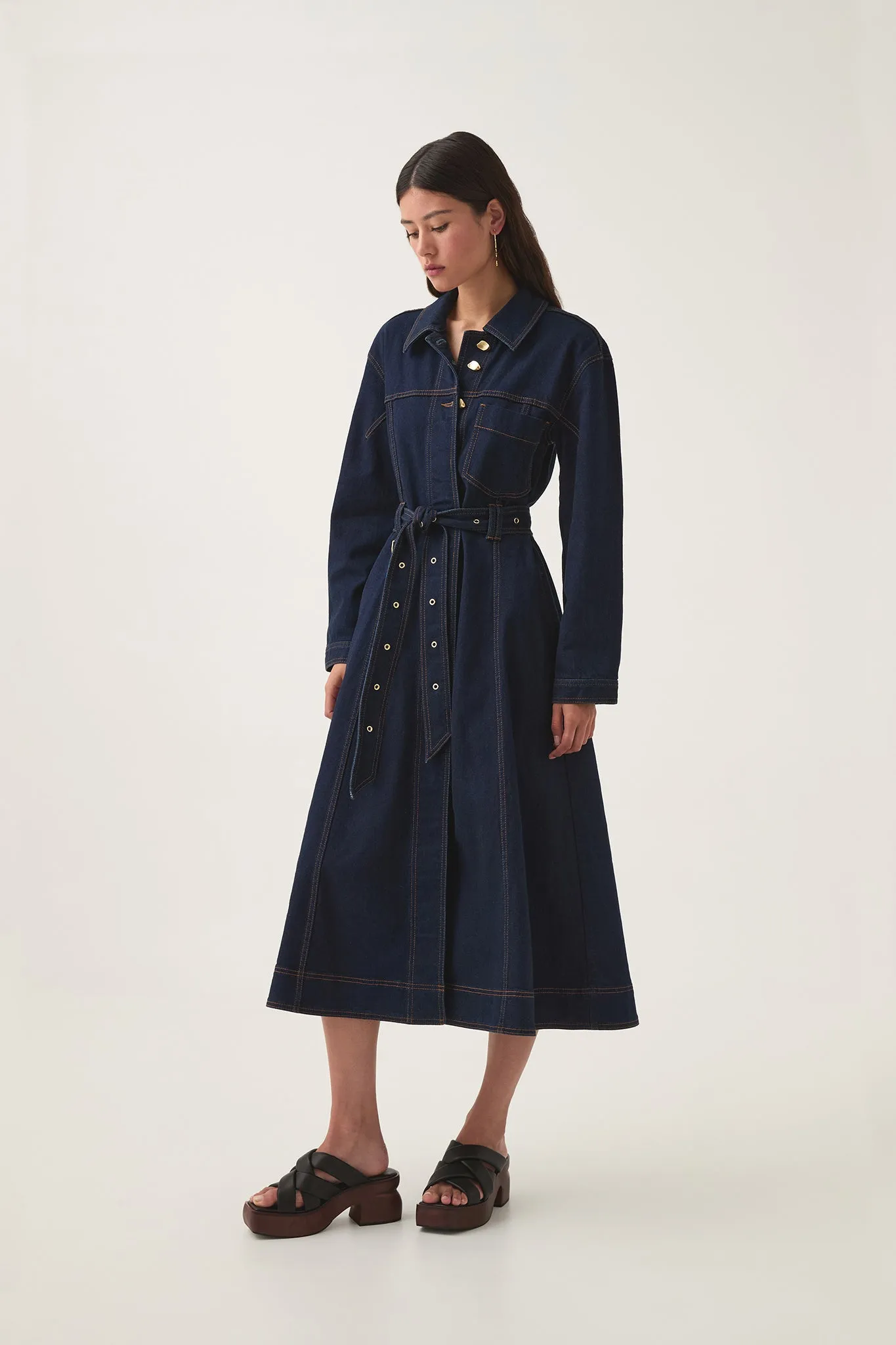 Resonance Denim Midi Dress