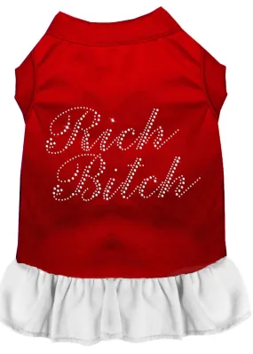 Rhinestone Rich Bitch Dress Red With White Xs (8)