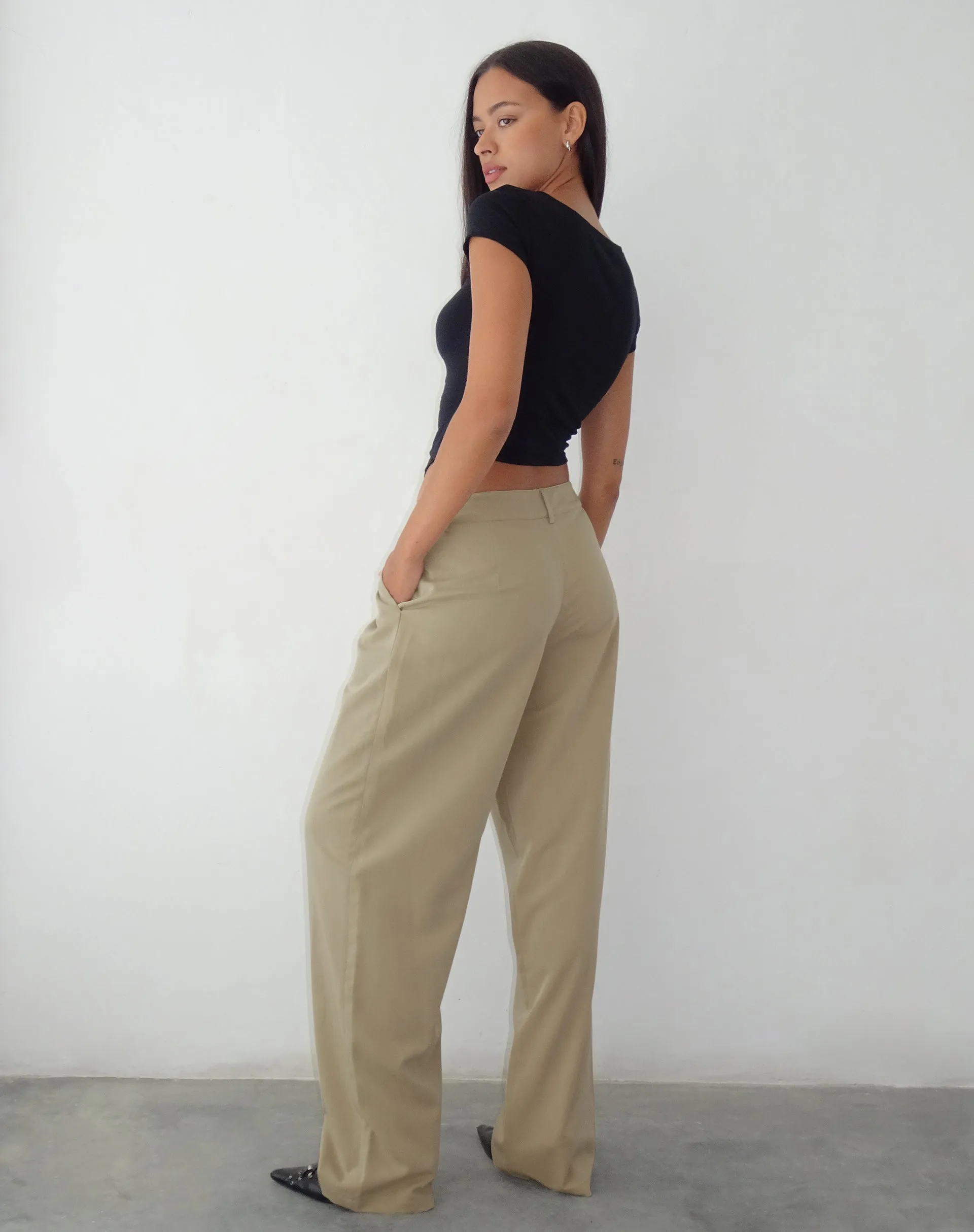 Sakaria Wide Leg Trouser in Tailoring Stone