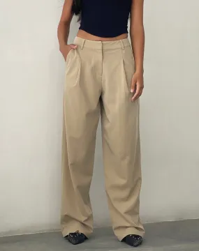 Sakaria Wide Leg Trouser in Tailoring Stone