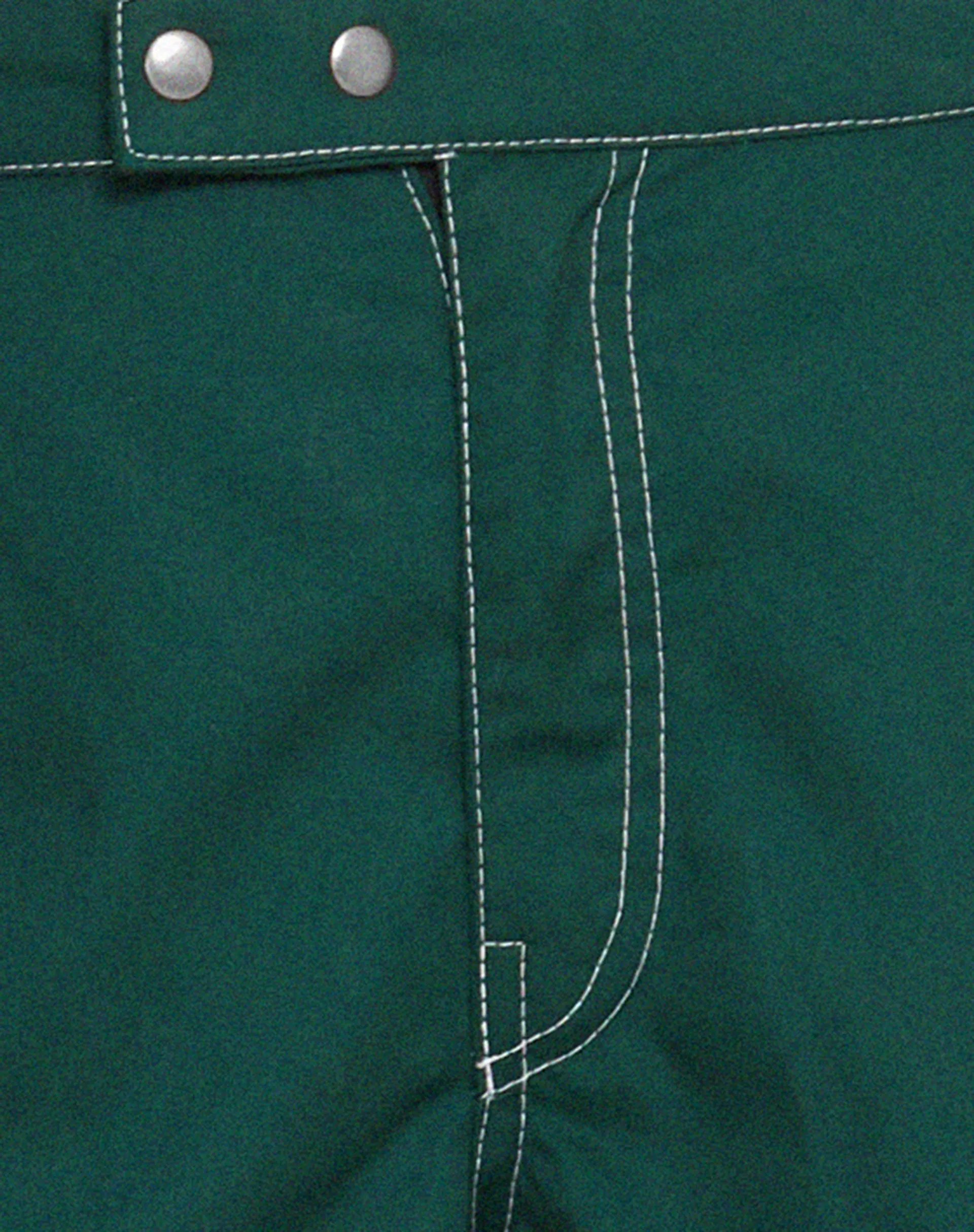 Saul Wide Leg Cargo Trouser in Bottle Green with White Stitching