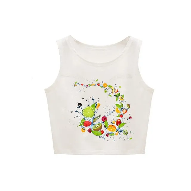 Sexy Food Printed Short Crop Tank Top