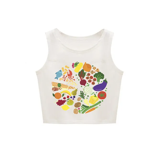 Sexy Food Printed Short Crop Tank Top