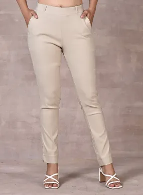 Skin-Fit Beige Jeggings