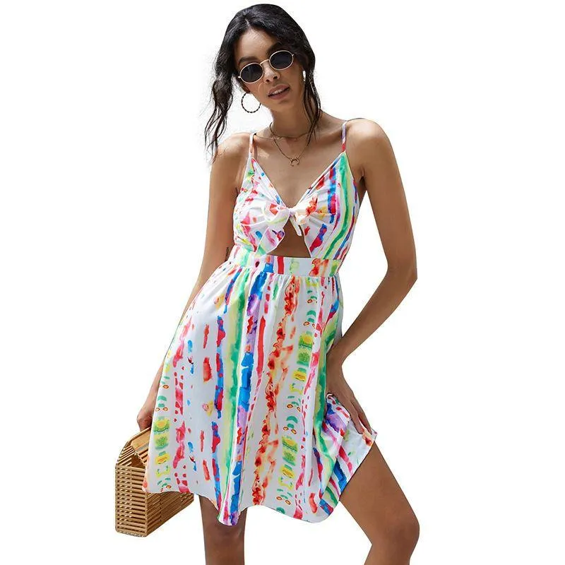 Summer Butterfly Midriff Baring Short Dresses