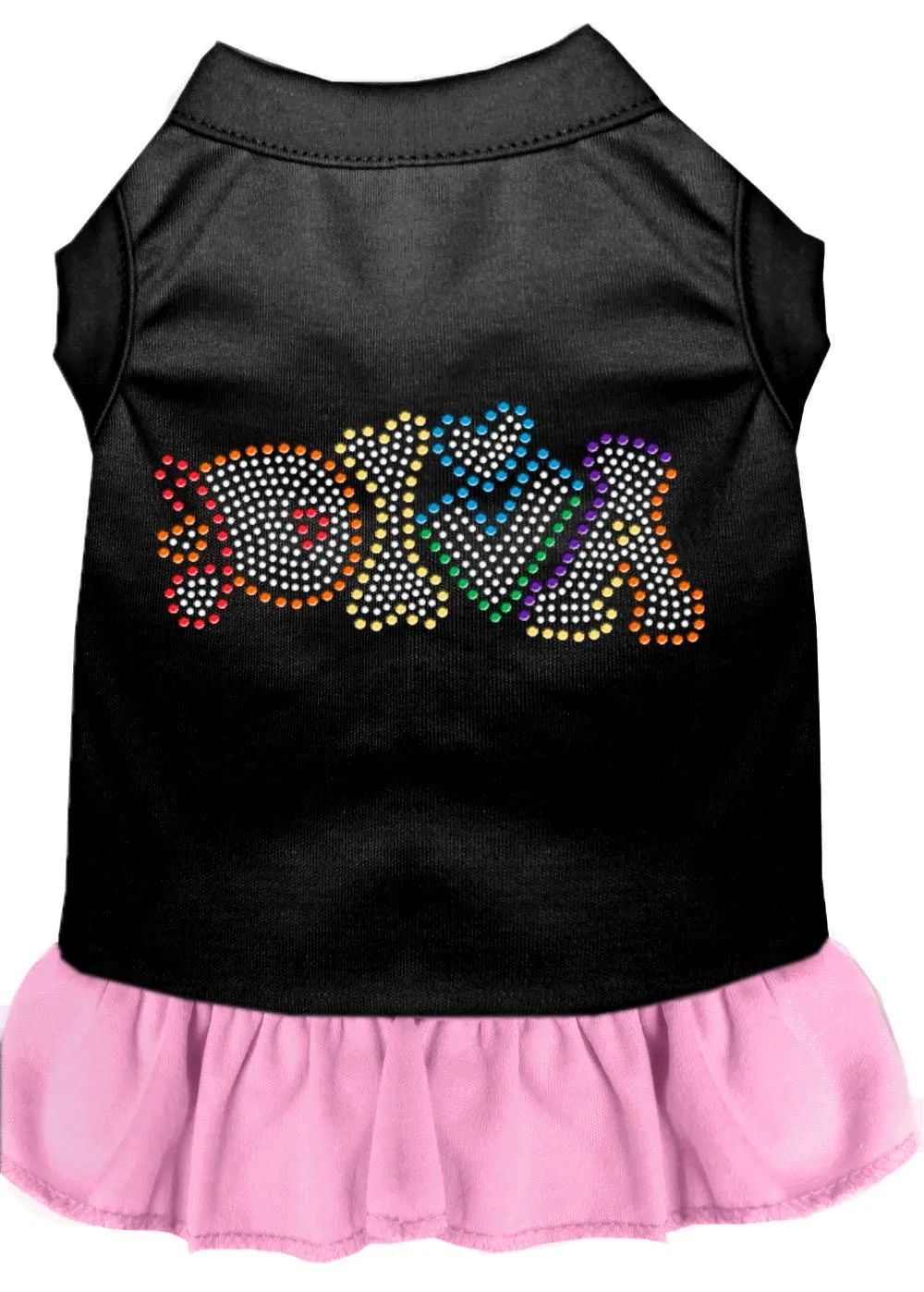 Technicolor Diva Rhinestone Pet Dress Black With Light Pink Med (12)