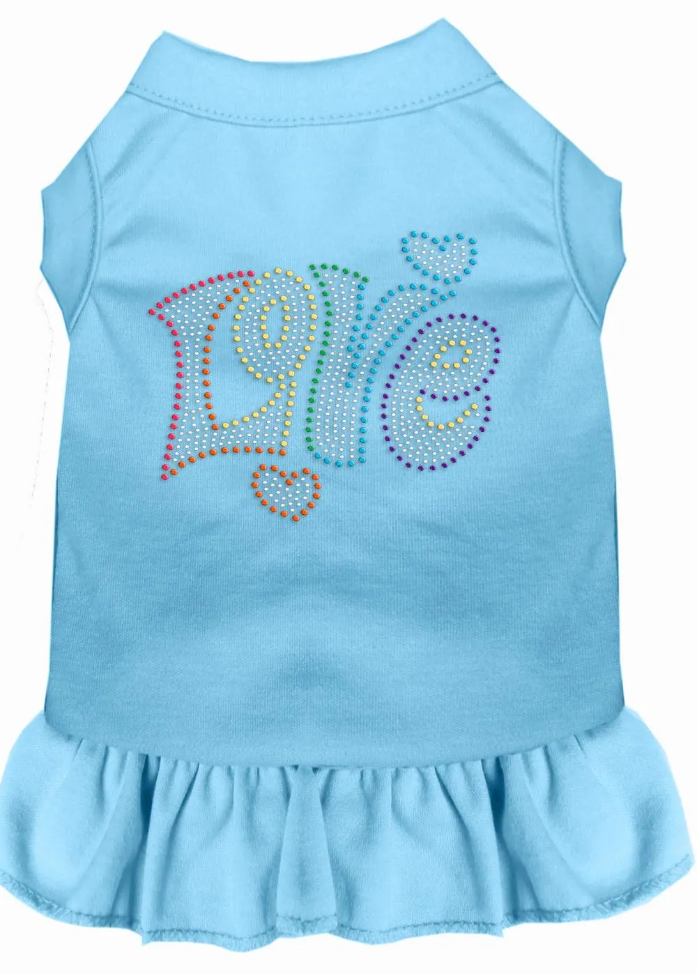 Technicolor Love Rhinestone Pet Dress Baby Blue Med (12)