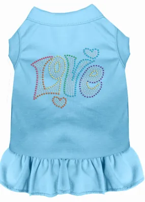 Technicolor Love Rhinestone Pet Dress Baby Blue Med (12)