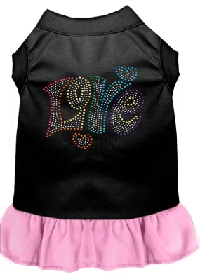 Technicolor Love Rhinestone Pet Dress Black With Light Pink Xl (16)