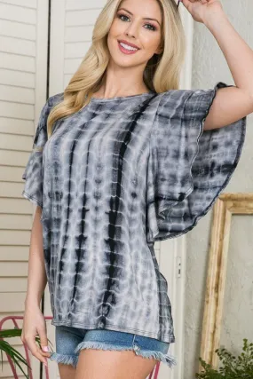 Tie Dye Flutter Sleeve Top