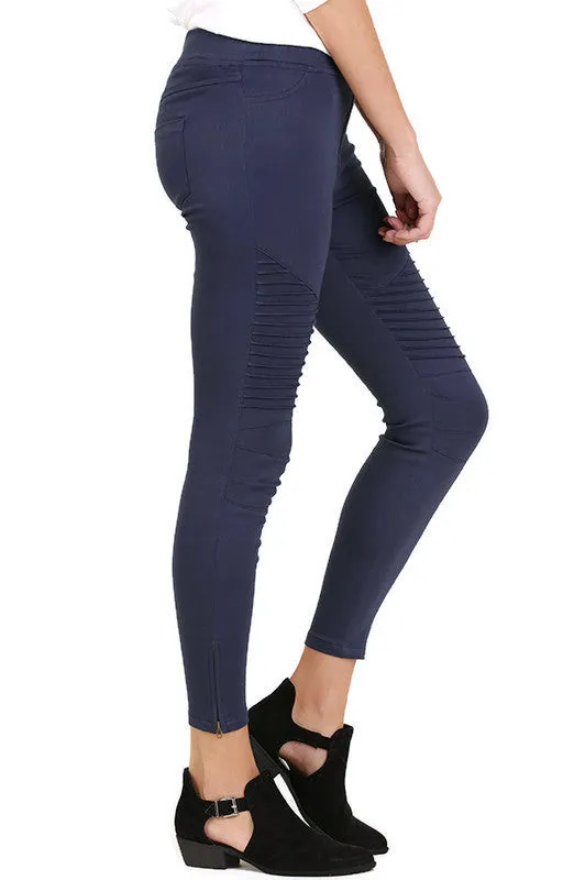 Washed Moto Jeggings, Navy