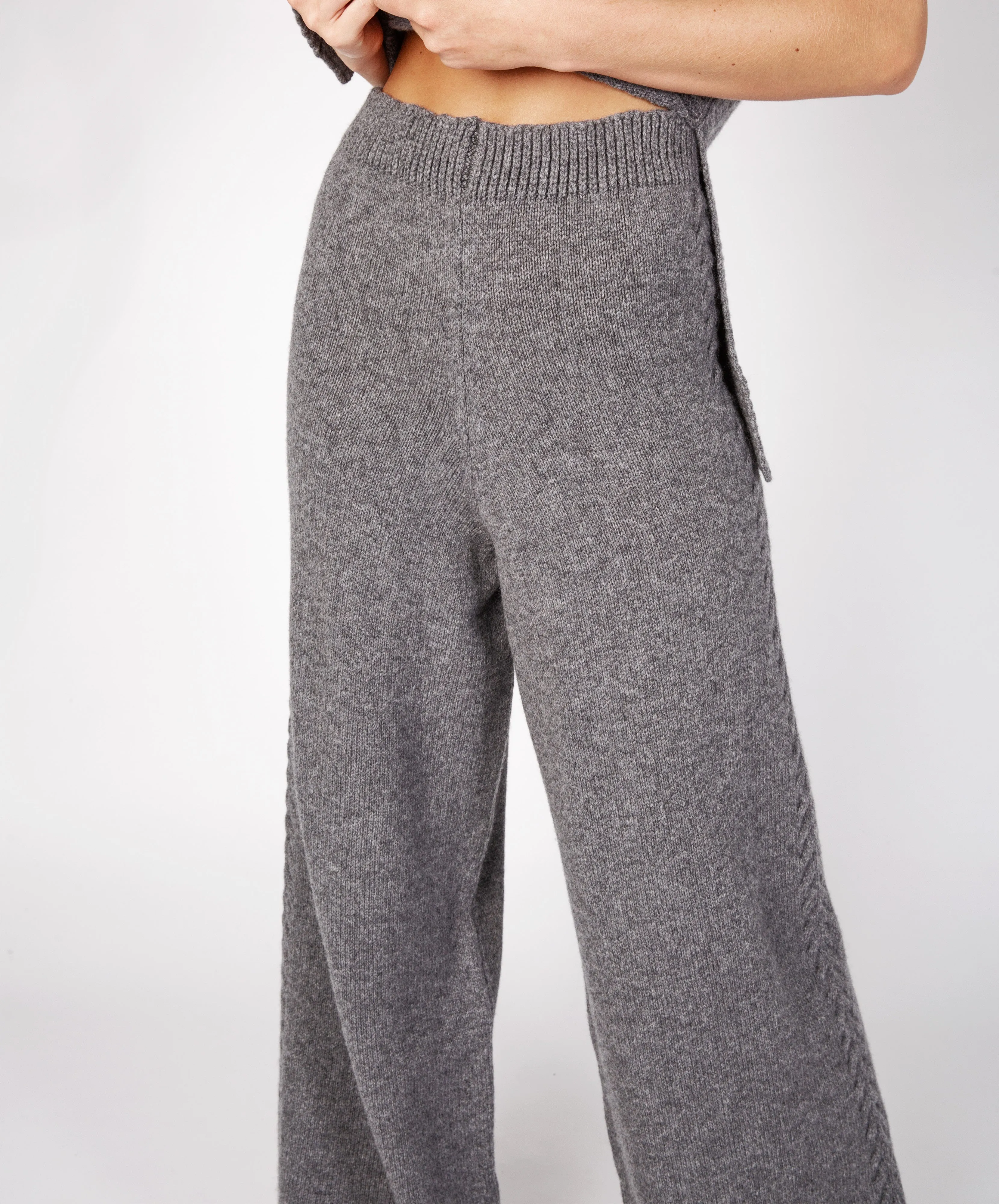 Wide Leg Jersey Trousers Smoke