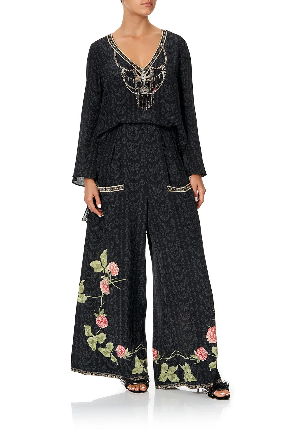 WIDE LEG TROUSER WITH FRONT POCKETS PROVINCIAL PETAL