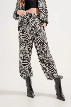 Wide Leg Trousers In Zebra Print