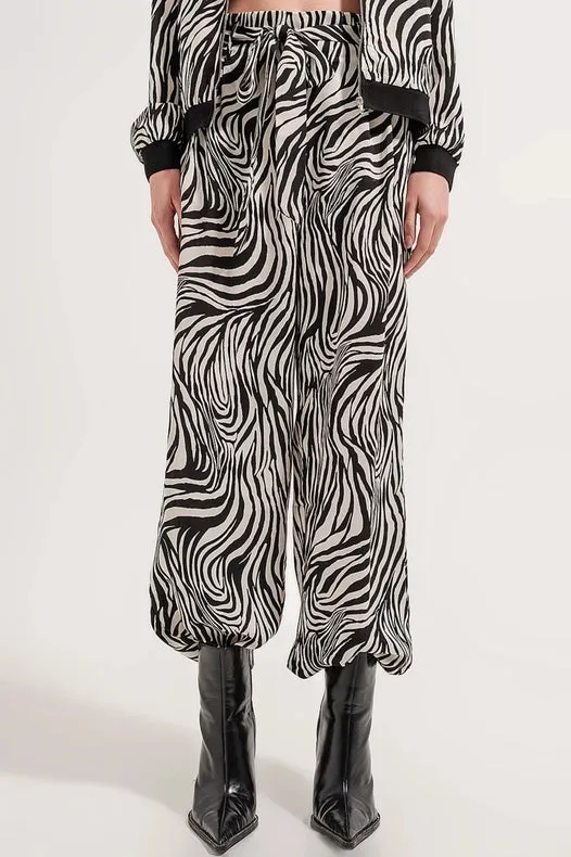 Wide Leg Trousers In Zebra Print