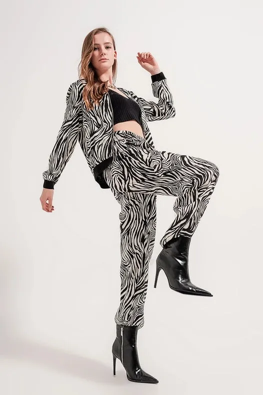 Wide Leg Trousers In Zebra Print