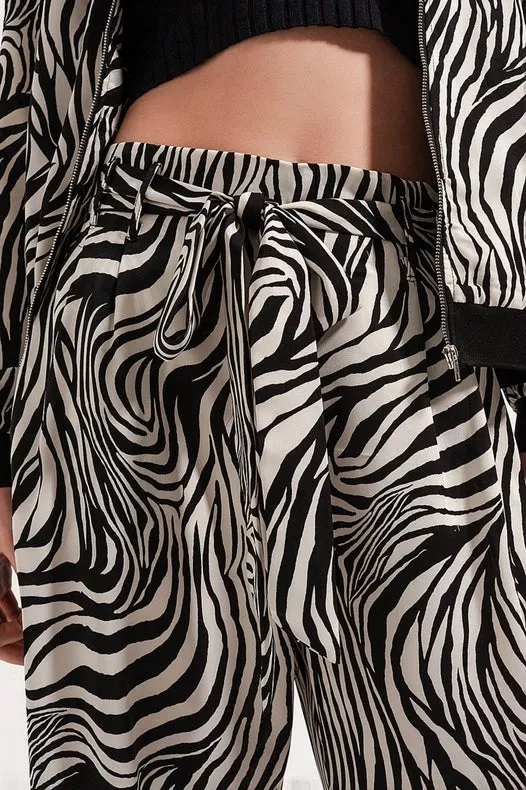 Wide Leg Trousers In Zebra Print