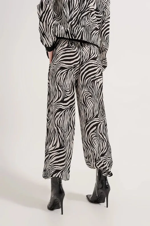 Wide Leg Trousers In Zebra Print