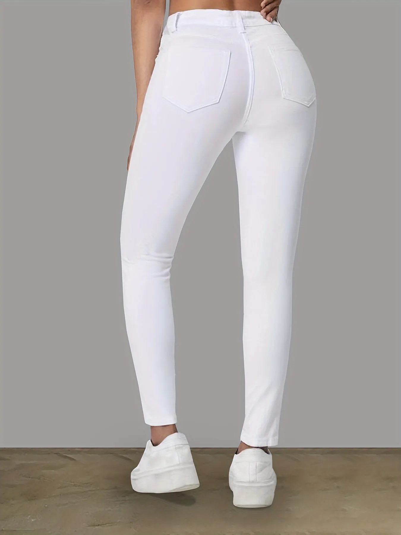 Women's Elegant White Stretch Skinny Jeans - Ultimate Comfort & Style