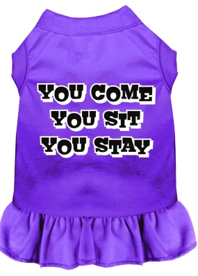 You Come, You Sit, You Stay Screen Print Dress Purple Xs (8)